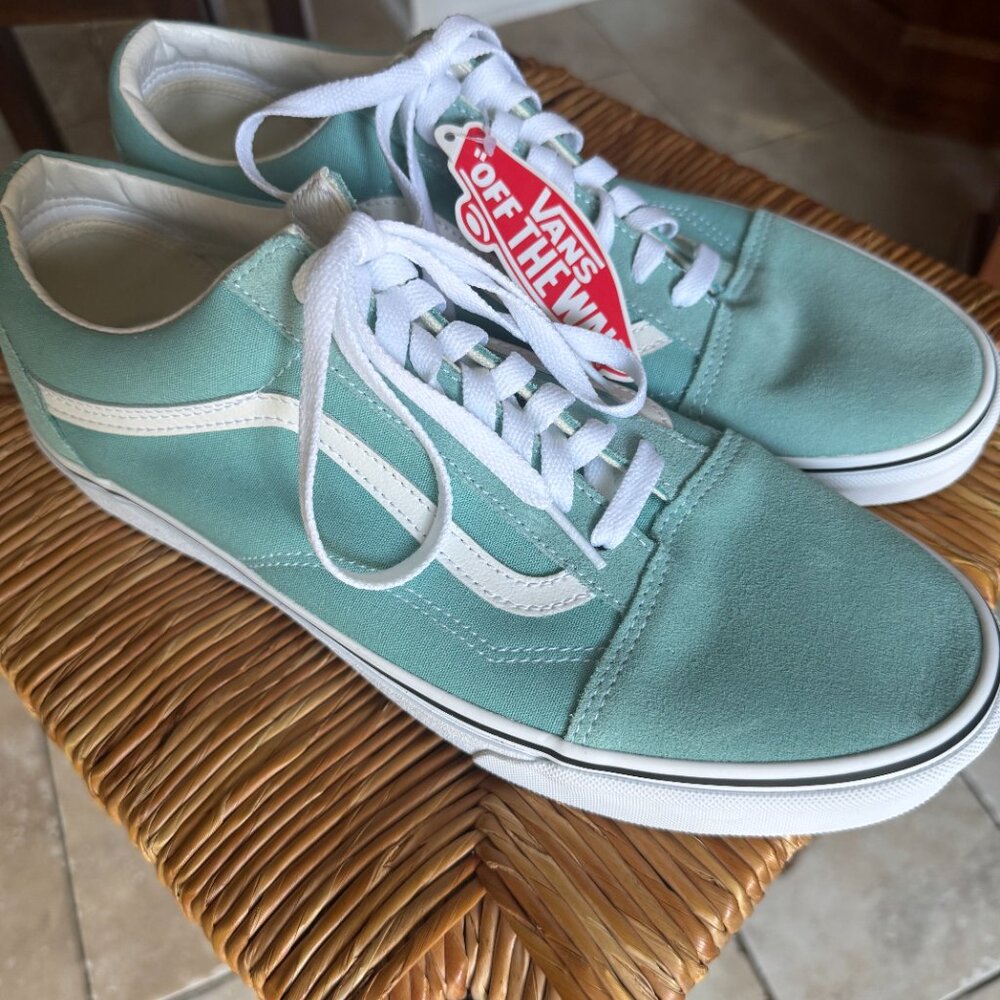 Vans Old Skool Shoes Aqua Haze/True White Mens Size 11.5